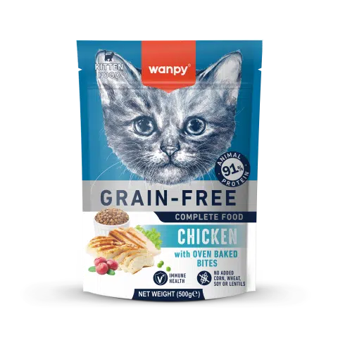 Wanpy Grain-Free Kitten Food Chicken with Oven Baked Bites 500g