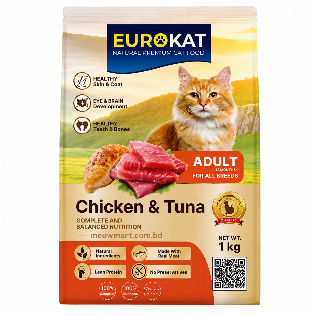 Euro Kat Adult Dry Food Chicken & Tuna Flavor 1kg