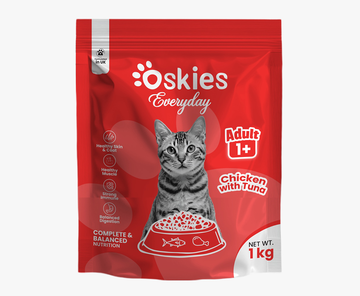 Oskies Adult Cat Food Chicken with Tuna 1Kg
