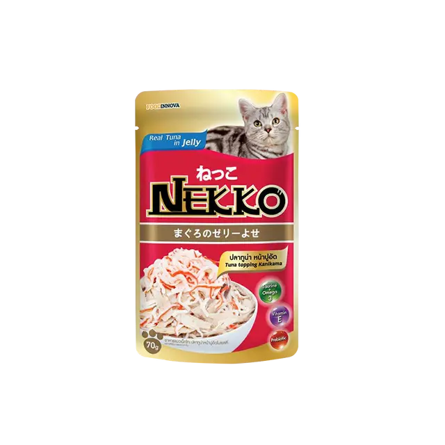Nekko Pouch Real Tuna Topping Kanikama in Jelly 70g