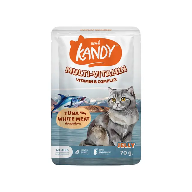 Kandy MULTIVITAMIN Pouch with Vitamin B Complex & Tuna White Meat in Jelly 70g
