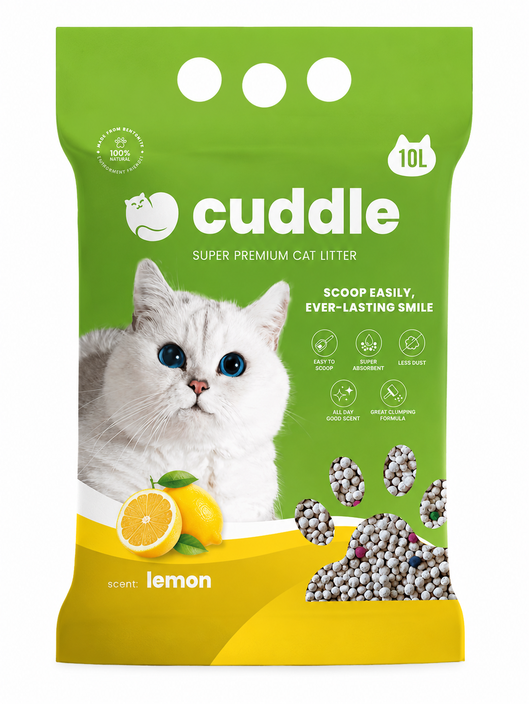 Cuddle Super Premium Cat Litter Lemon 10L