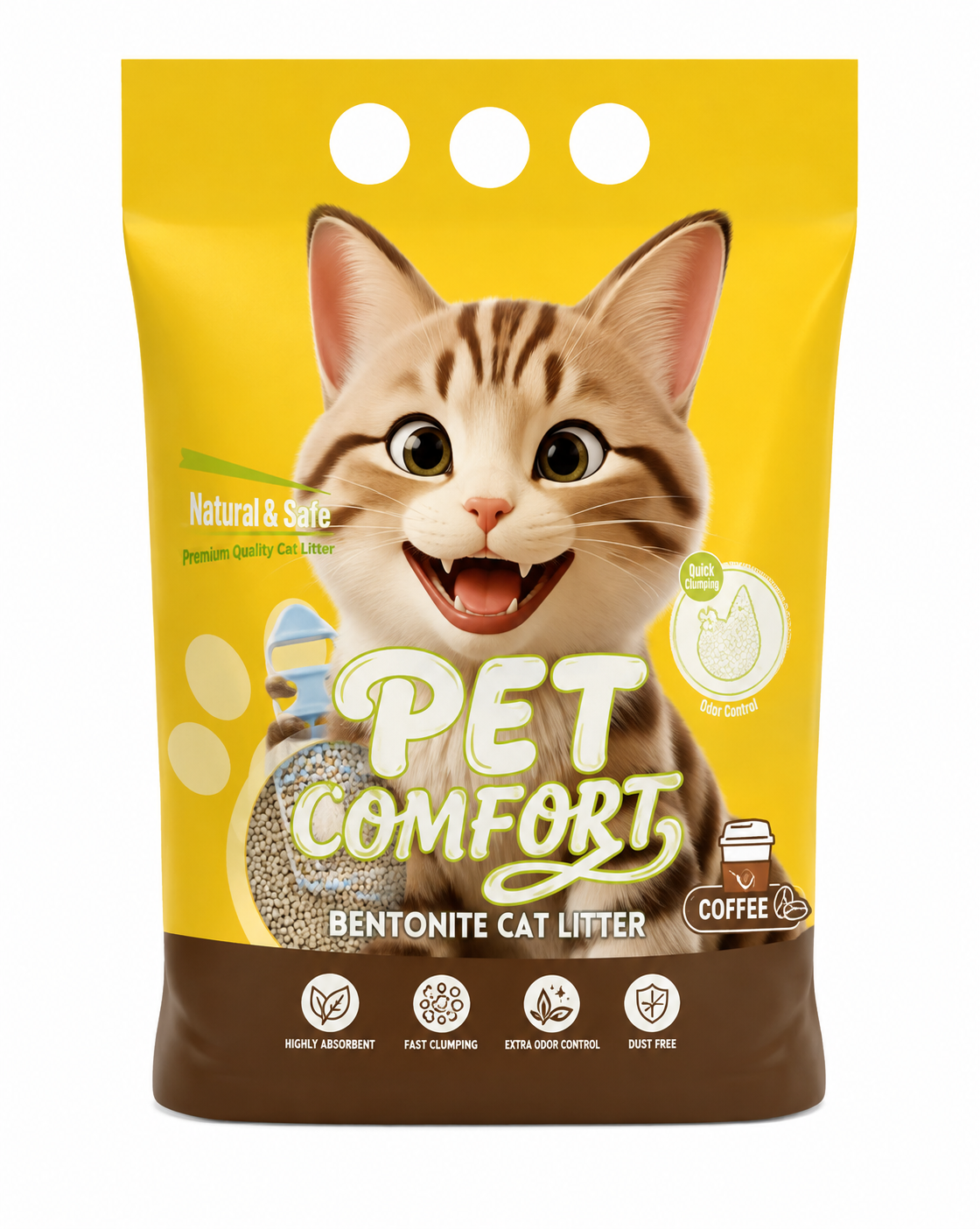 Pet Comfort Bentonite Cat Litter Coffee 5L
