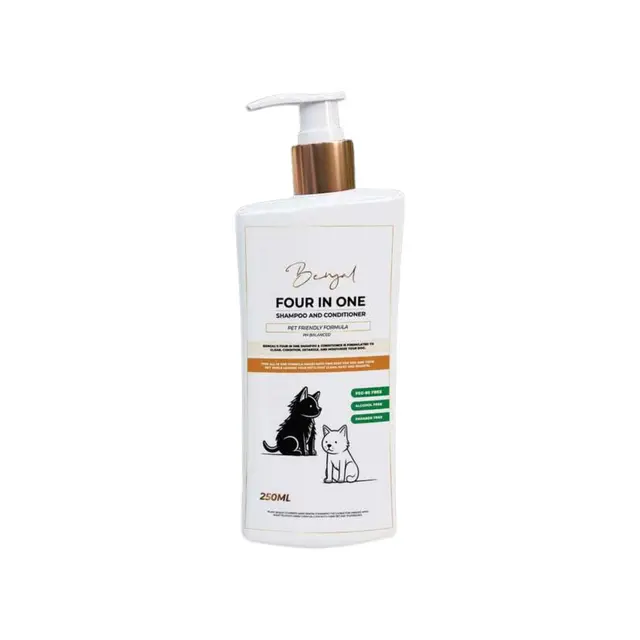 Bengal Four-in-One Pet Friendly Formula PH Bbalanced Shampoo (Shampoo + Conditioner + Detangle + Moisturizer) - 250ml