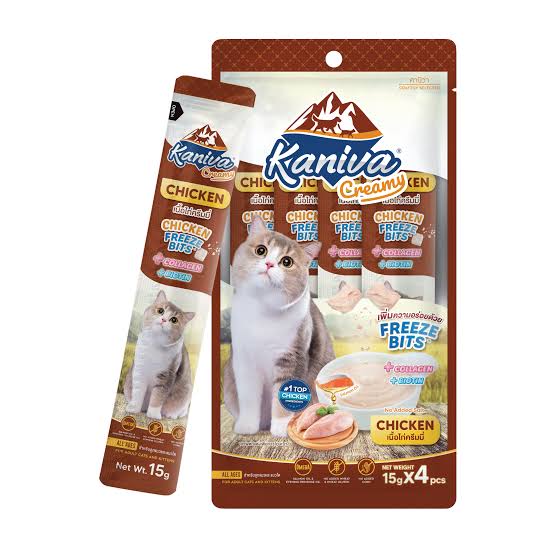 Kaniva Creamy Chicken with Chicken Freeze Bits Cat Treats 15gX 4pcs