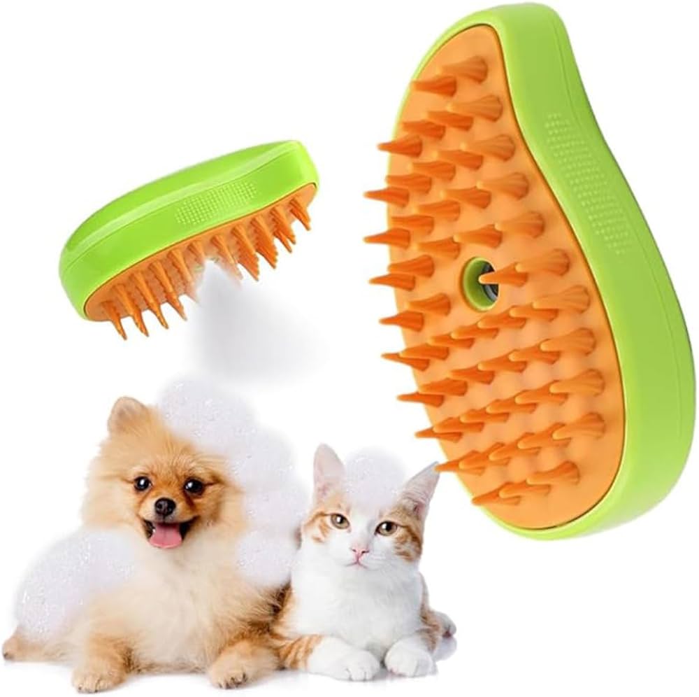 3-in-1 Mango Shape Pet Electric Steam Spray Brush For Cats & Dogs