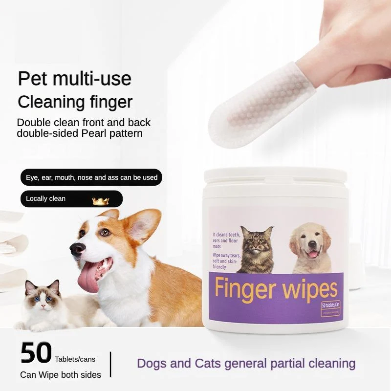 Finger Tooth Cleaning Wipes for Cats, Puppies & Dogs 50pcs Box