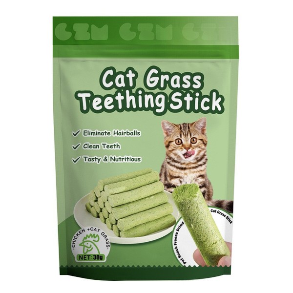 Cat Grass 6pcs Teething Stick set with Chicken Flavor 30g