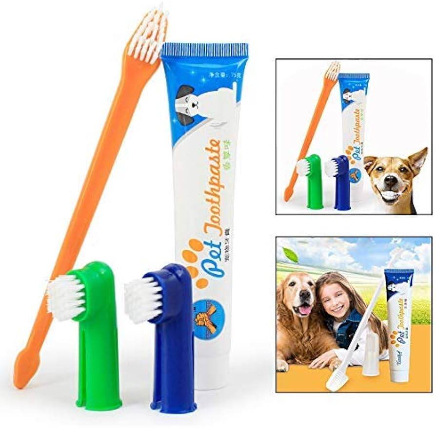 Pet Dog Cat Vanilla/Beef Flavor Toothpaste Toothbrush Oral Hygiene Health Care 50g