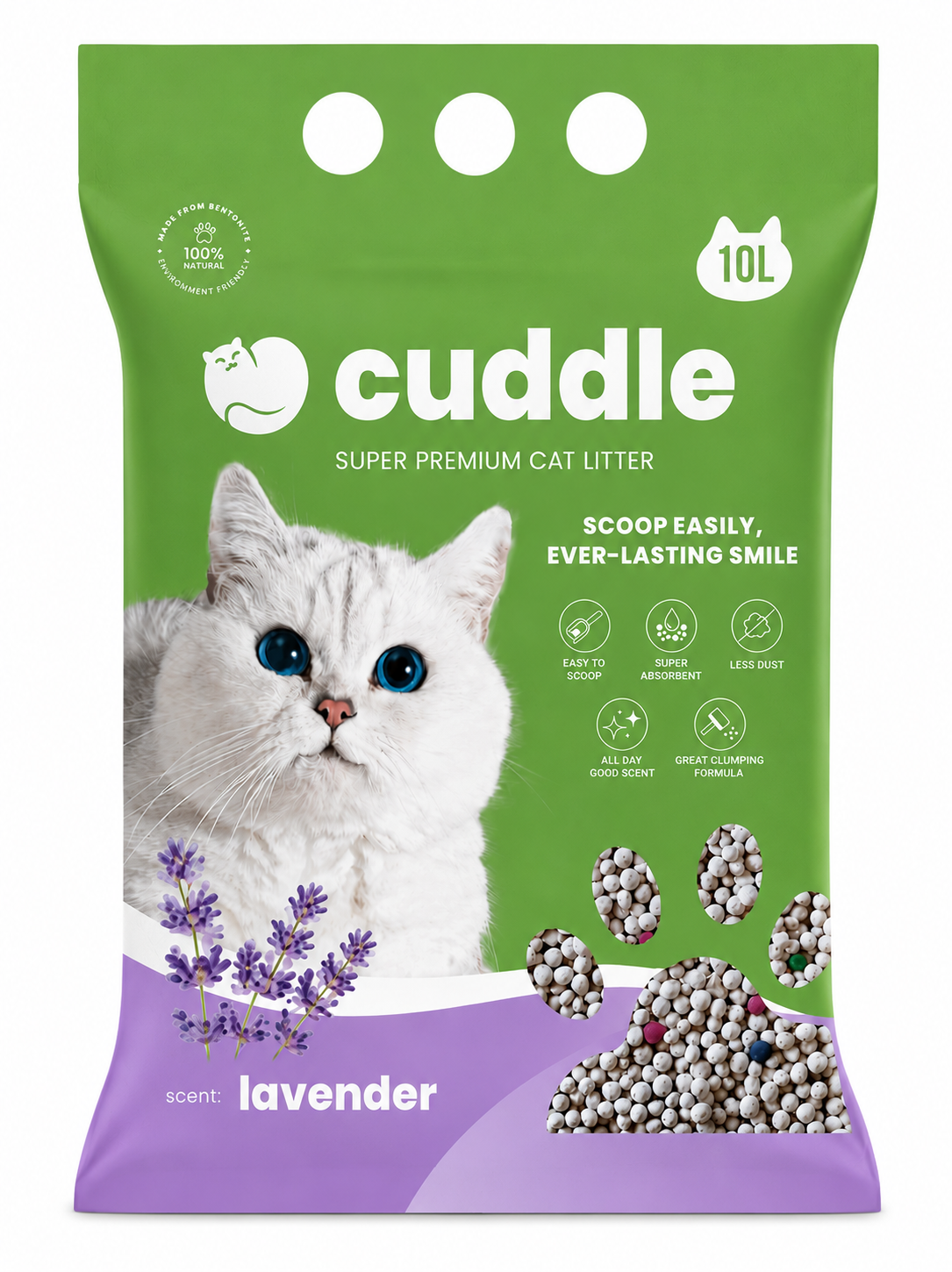 Cuddle Super Premium Cat Litter Lavender 10L