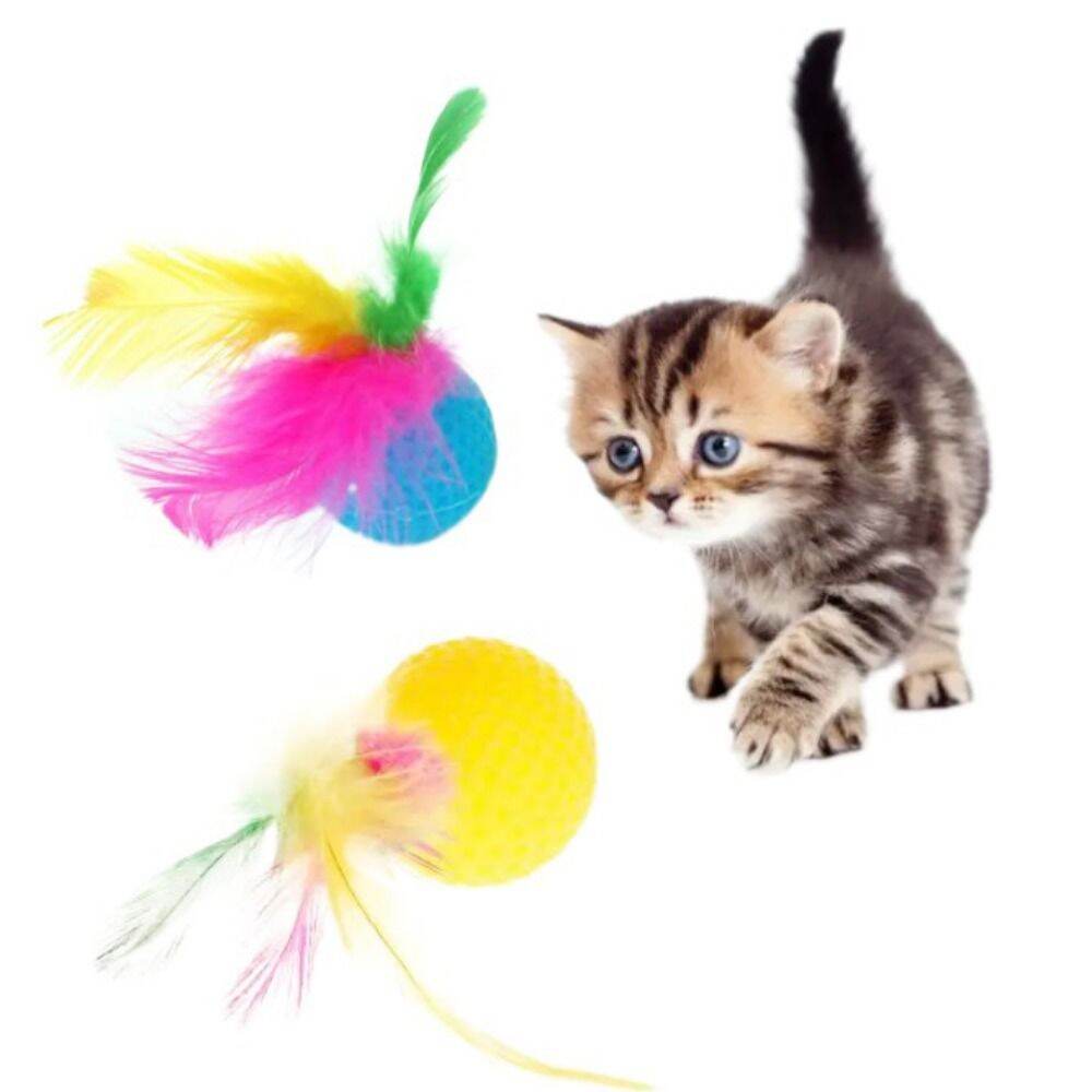 Round Golf Ball Mouse Cat Toy with Long Tail & Bell
